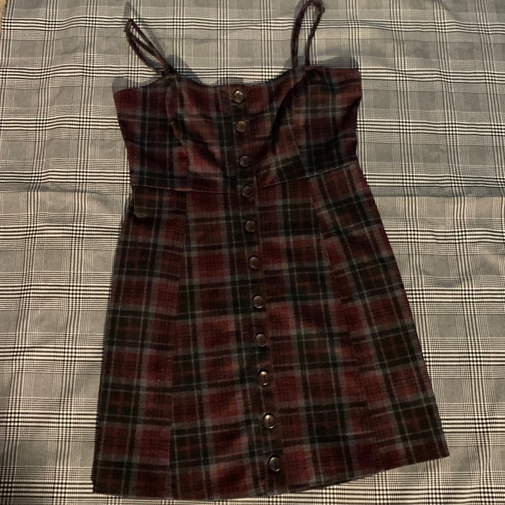 Chloe & Katie Med burgundy plaid dress